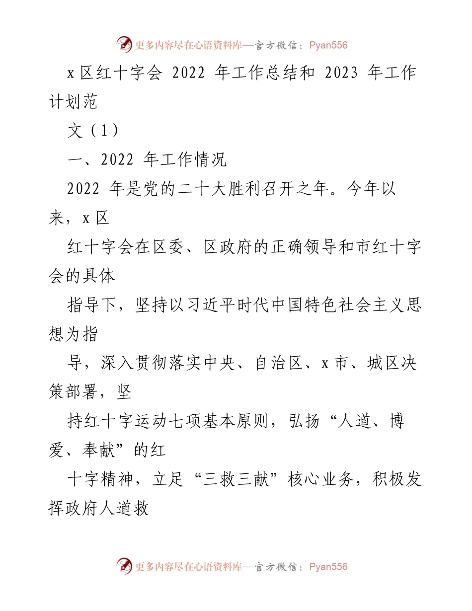 [工作总结] 红十字会 - 2022年工作总结与2023年工作计划.docx_第1页