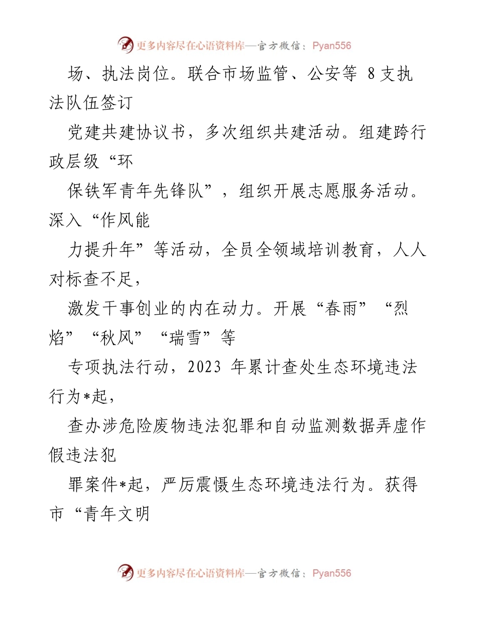 [工作总结] 生态环境执法 - 市生态环境综合行政执法支队先进事迹总结.docx_第2页