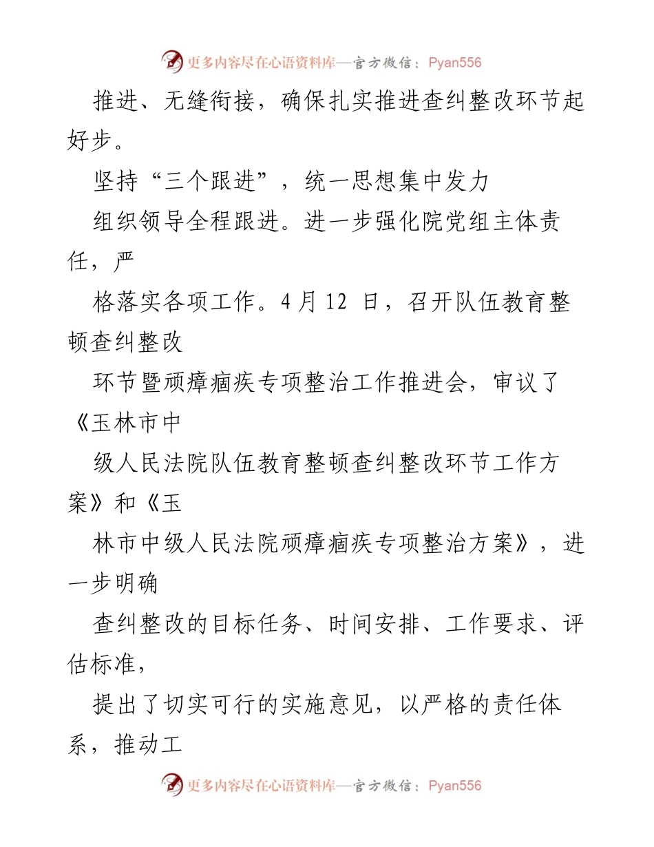 [工作总结] 玉林市中级人民法院 - 坚持“三个三”精准施策，扎实推进队伍教育整顿查纠整改.docx_第2页