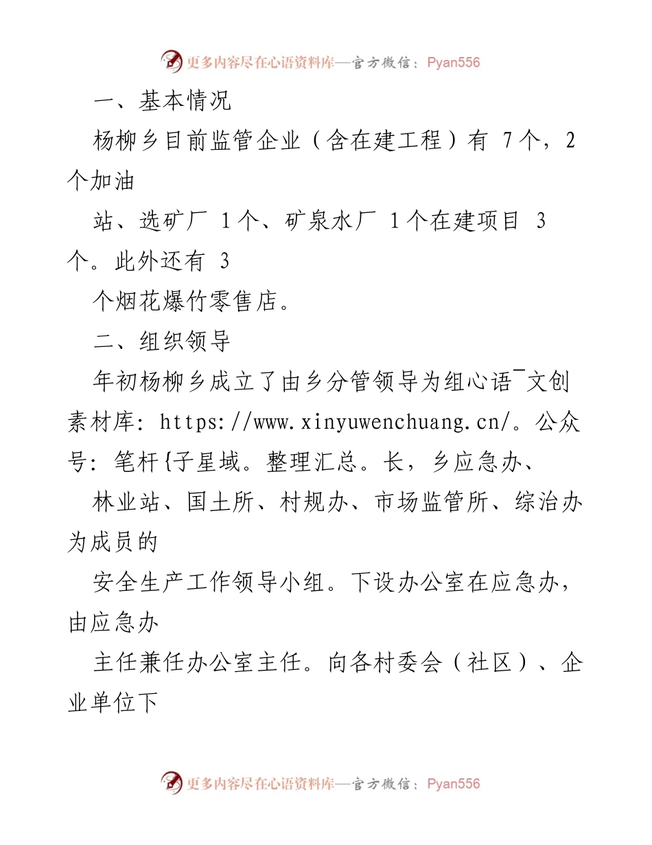 [工作总结] 杨柳乡安全生产工作 - 杨柳乡2022年安全生产工作开展情况报告.docx_第2页