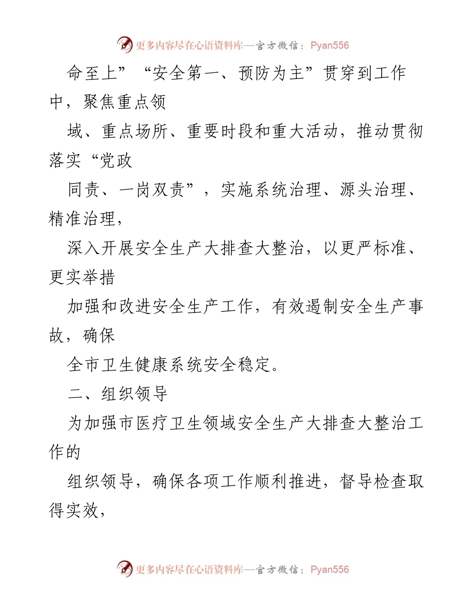 [工作总结] 神木市医疗卫生领域 - 神木市医疗卫生领域安全生产大排查大整治工作实施方案.docx_第2页