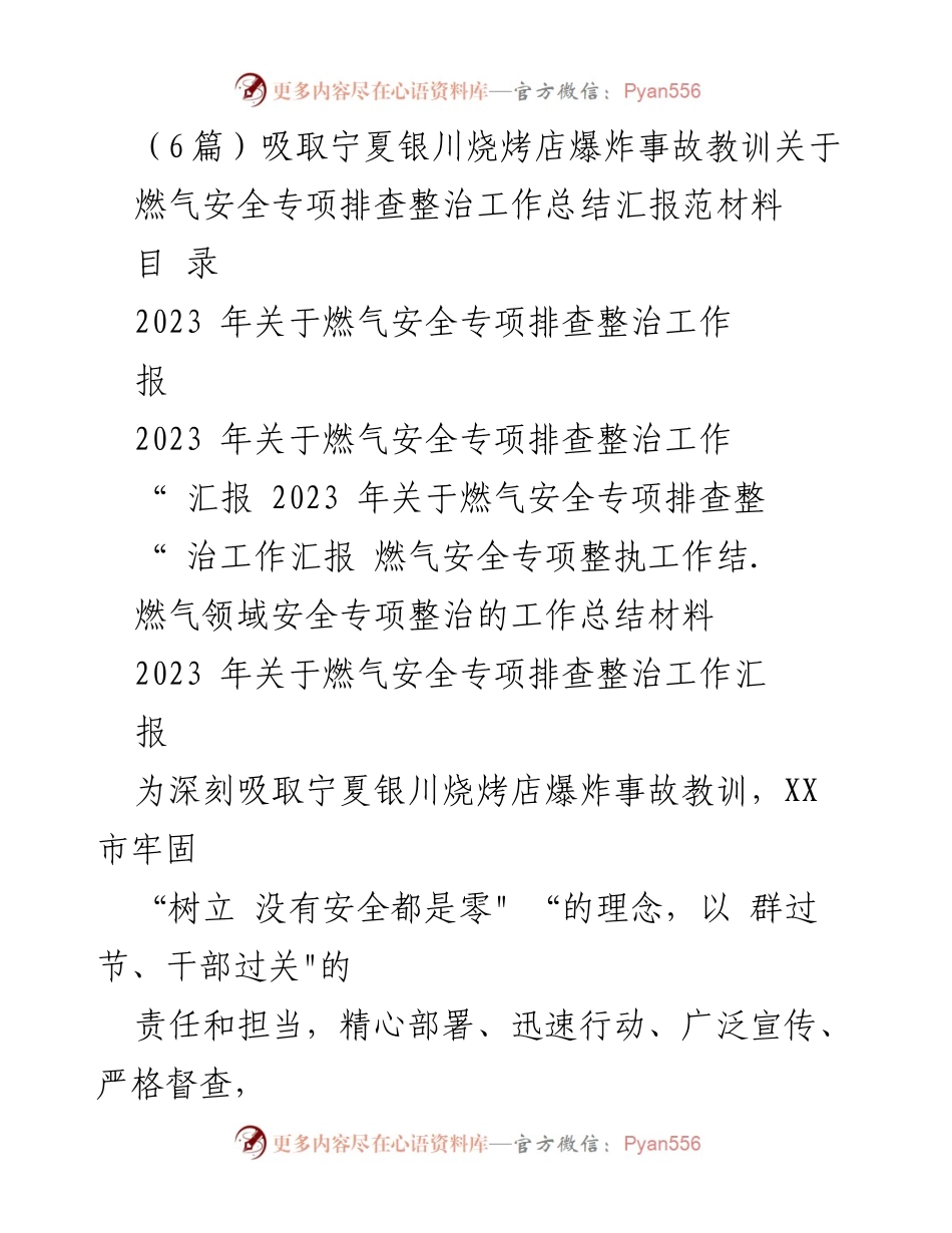 [工作总结] 燃气安全专项整治 - 吸取教训，强化燃气安全管理工作总结.docx_第1页