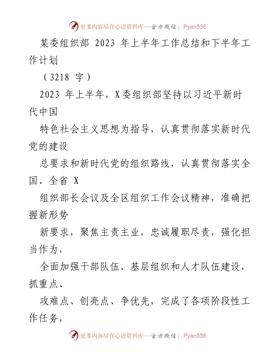 [工作总结] 组织部 - 2023年上半年工作总结与下半年工作计划_3.docx_第1页