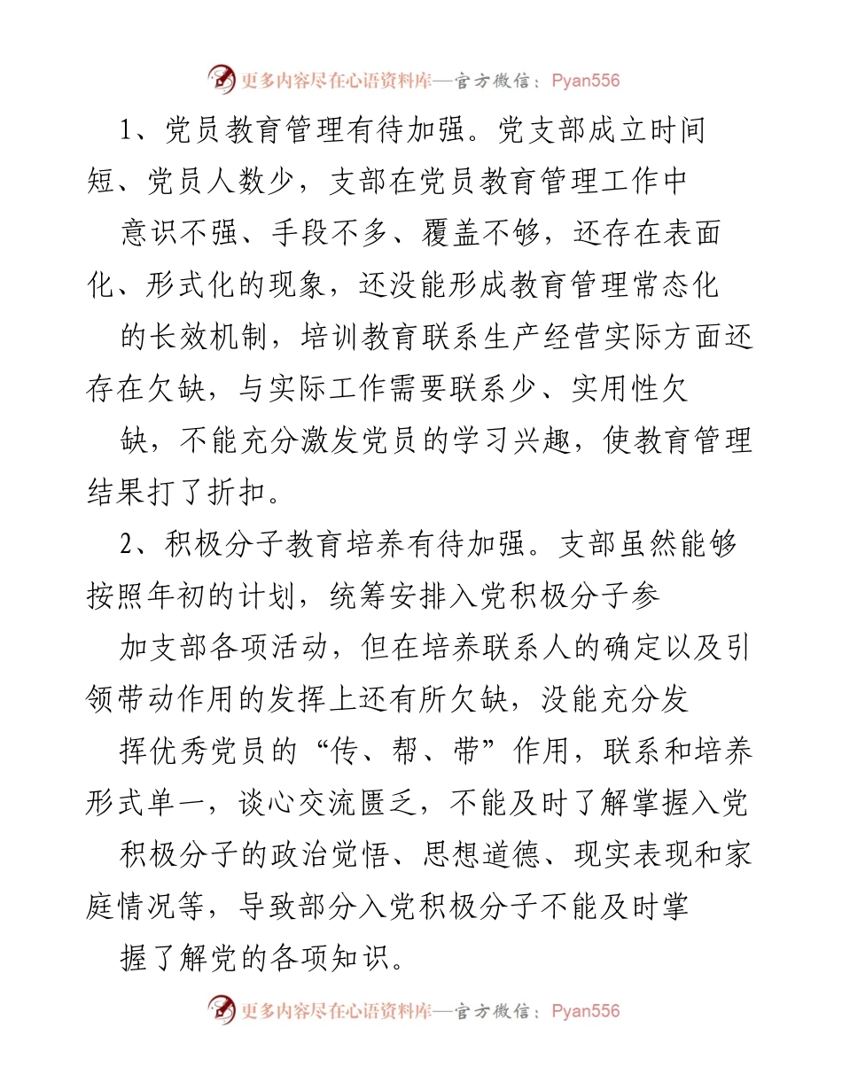 [工作总结] 组织生活会 - 202X年国企支委班子组织生活会对照检视总结.docx_第2页