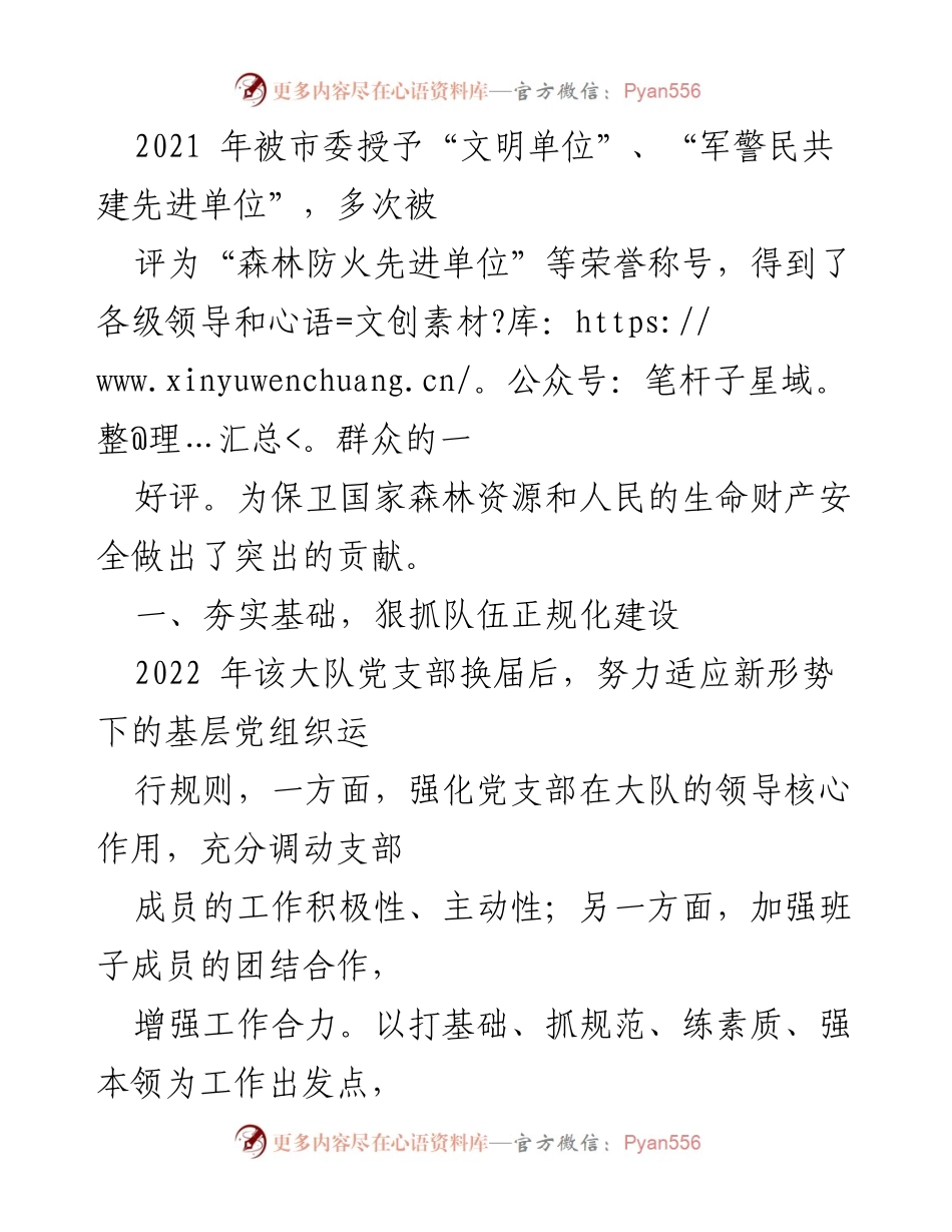 [工作总结] 林业局森林消防大队 - “森林卫士”的党建与队伍建设成效.docx_第2页