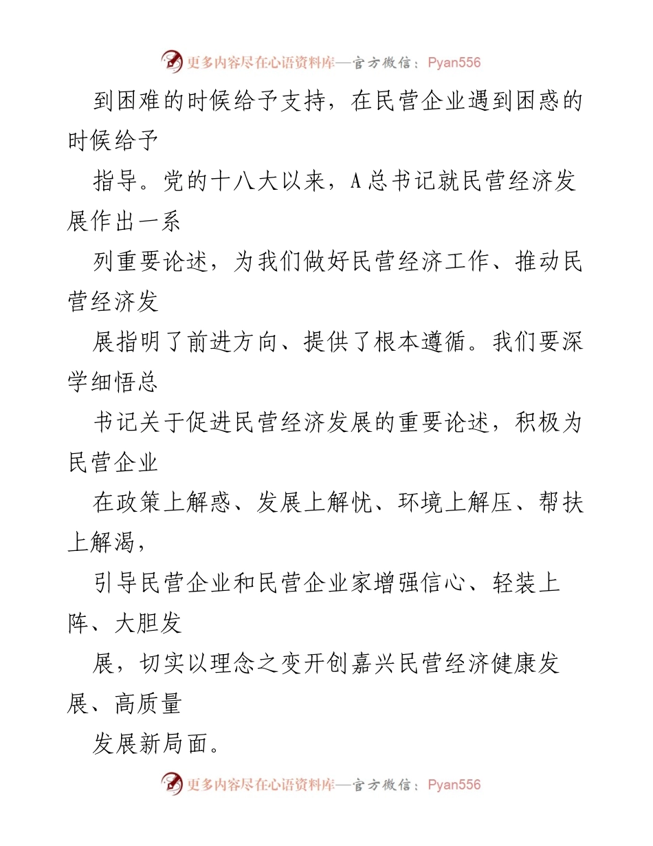 [工作总结] 民营经济发展会议 - 学习A总书记关于促进民营经济发展的重要论述及我市贯彻落实意见的汇报.docx_第2页