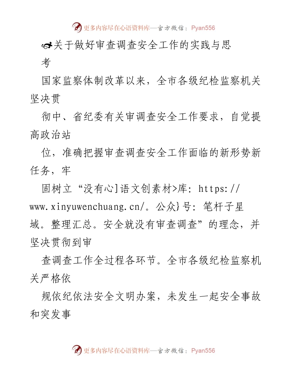 [工作总结] 纪检监察工作会议 - 审查调查安全工作的实践与思考.docx_第1页