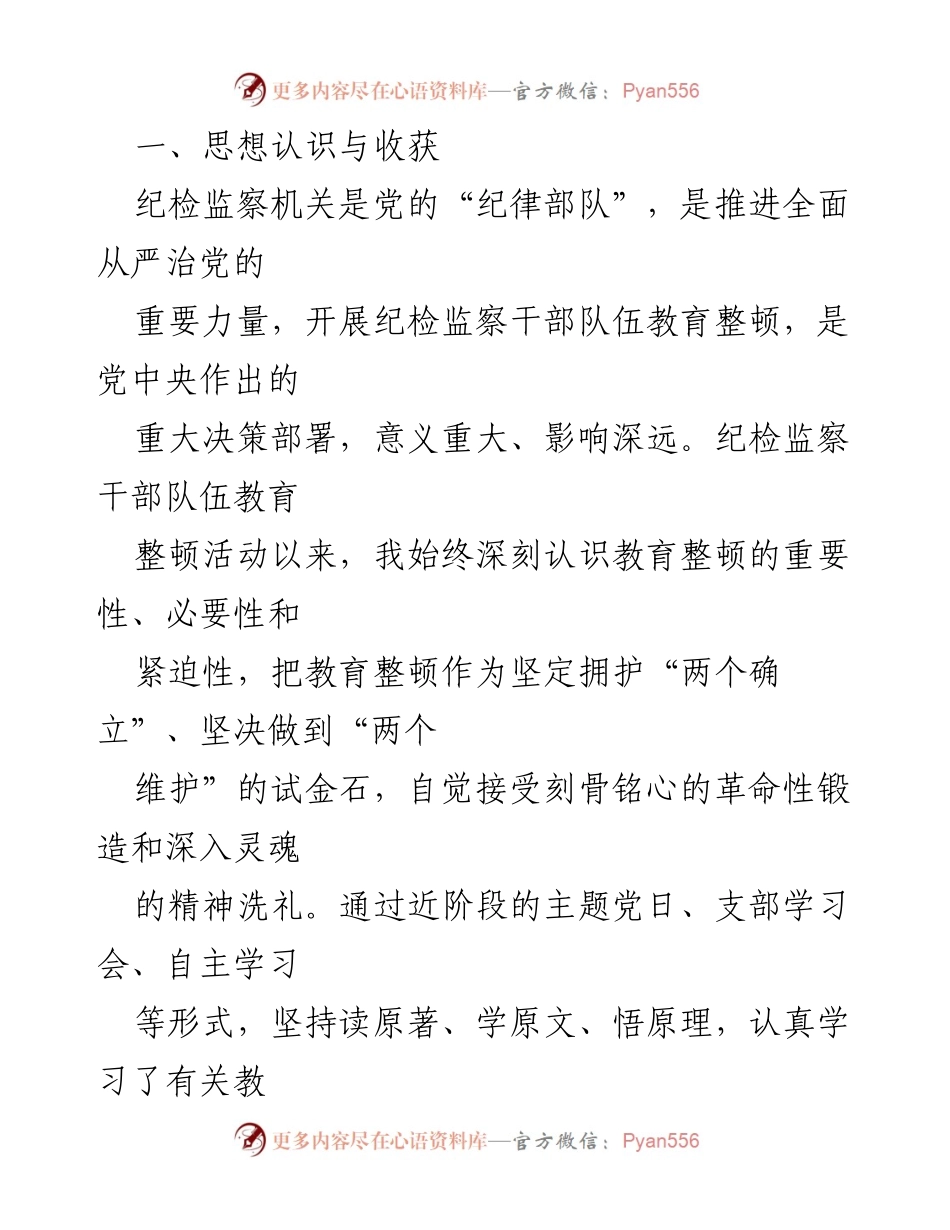 [工作总结] 纪检监察干部教育整顿 - 2023年纪检监察干部队伍教育整顿党性分析报告.docx_第2页