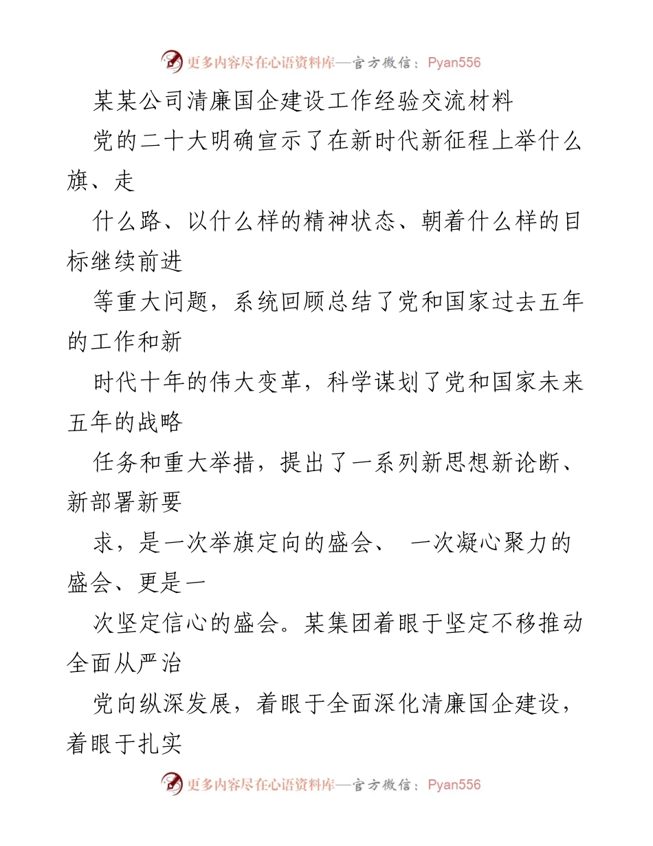 [工作总结] 清廉国企建设经验交流 - 某某公司清廉国企建设经验总结与责任落实体系构建.docx_第1页