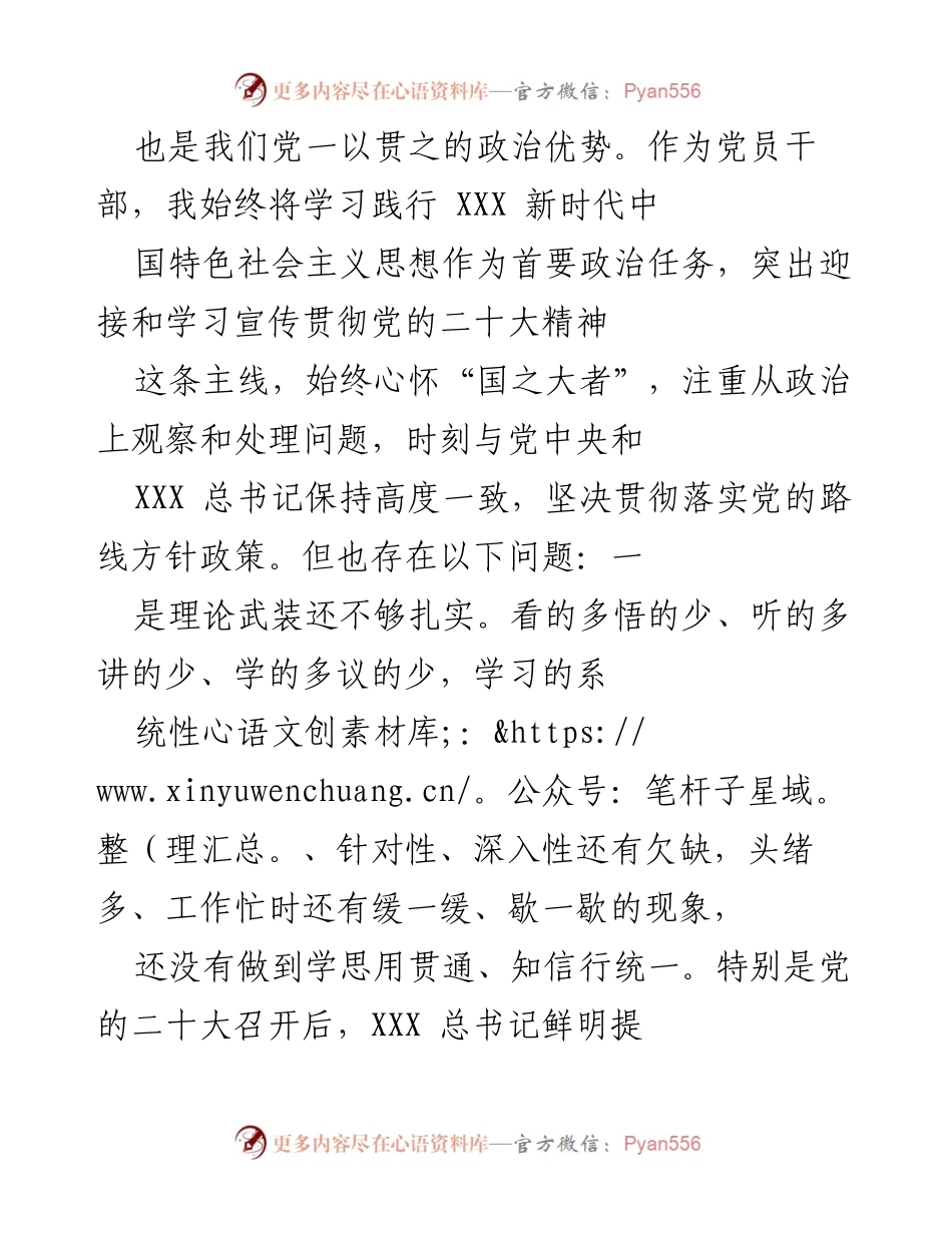 [工作总结] 民主生活会 - 深入剖析政治体检与创新要求落实情况.docx_第2页