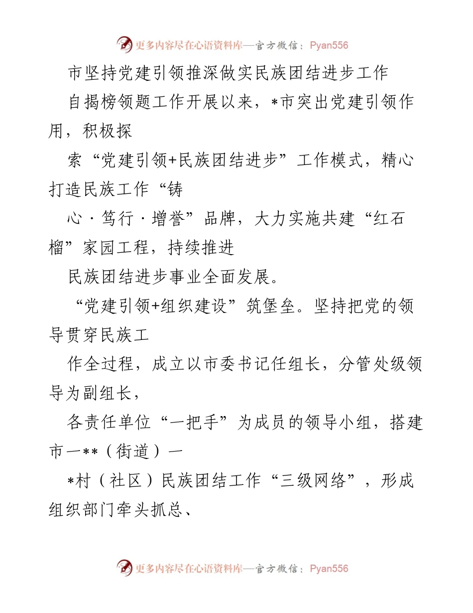 [工作总结] 民族团结进步工作 - 党建引领下的民族团结进步工作实践与成效.docx_第1页