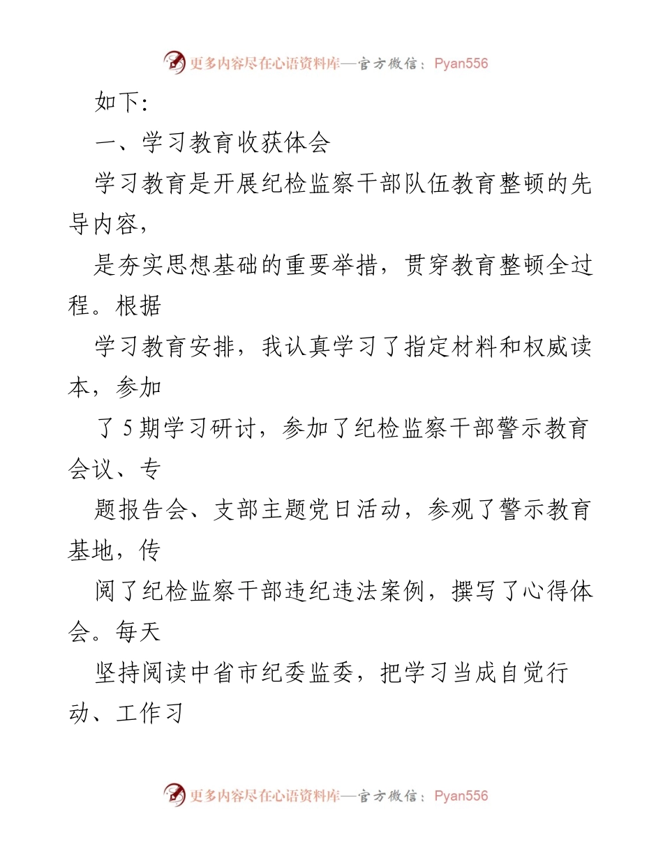 [工作总结] 纪检监察干部队伍教育整顿 - 自查自纠报告：六个方面问题的检视与整改措施.docx_第2页
