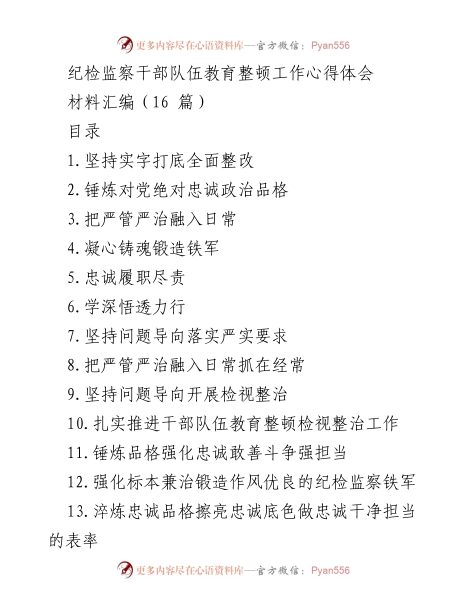 [工作总结] 纪检监察干部教育整顿 - 深入推进纪检监察干部队伍教育整顿的心得体会.docx_第1页