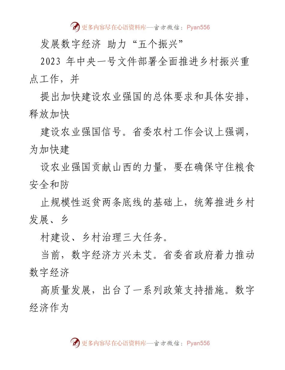 [工作总结] 省委农村工作会议 - 数字经济赋能乡村振兴的战略路径.docx_第1页