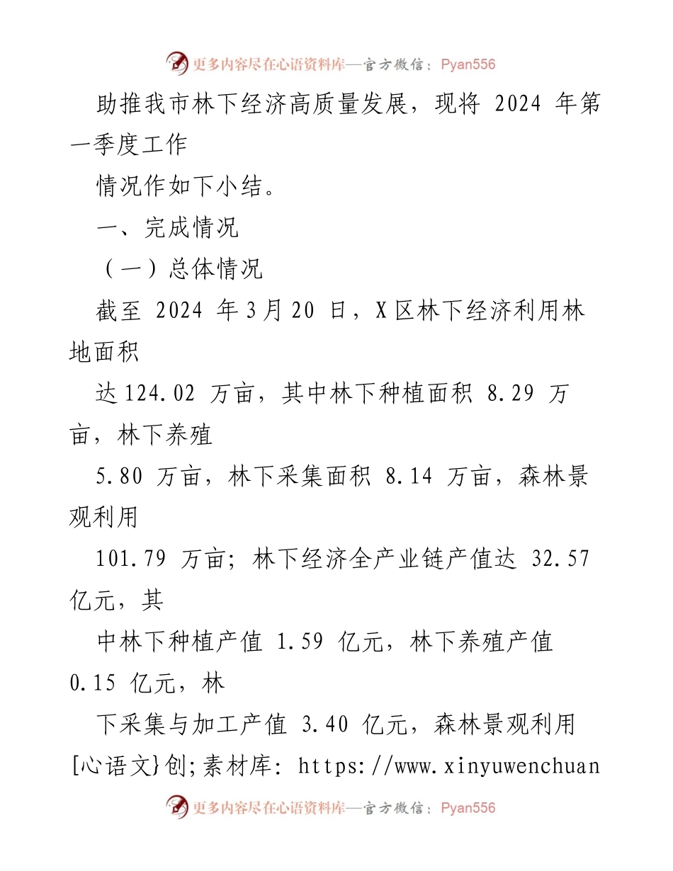 [工作总结] 林下经济 - 2024年第一季度林下经济工作总结.docx_第2页