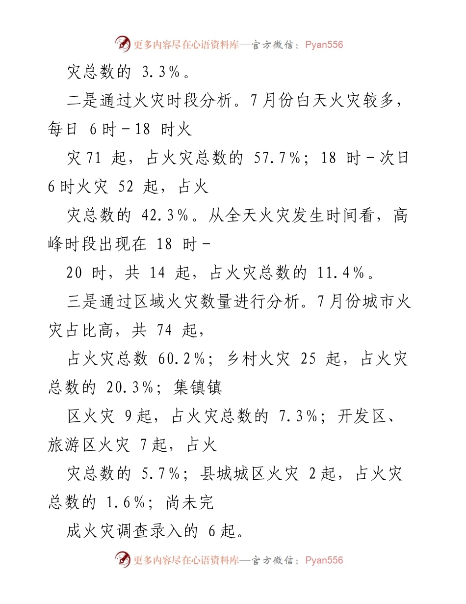 [工作总结] 火灾安全分析 - 7月份火灾隐患及应急救援工作分析报告.docx_第2页