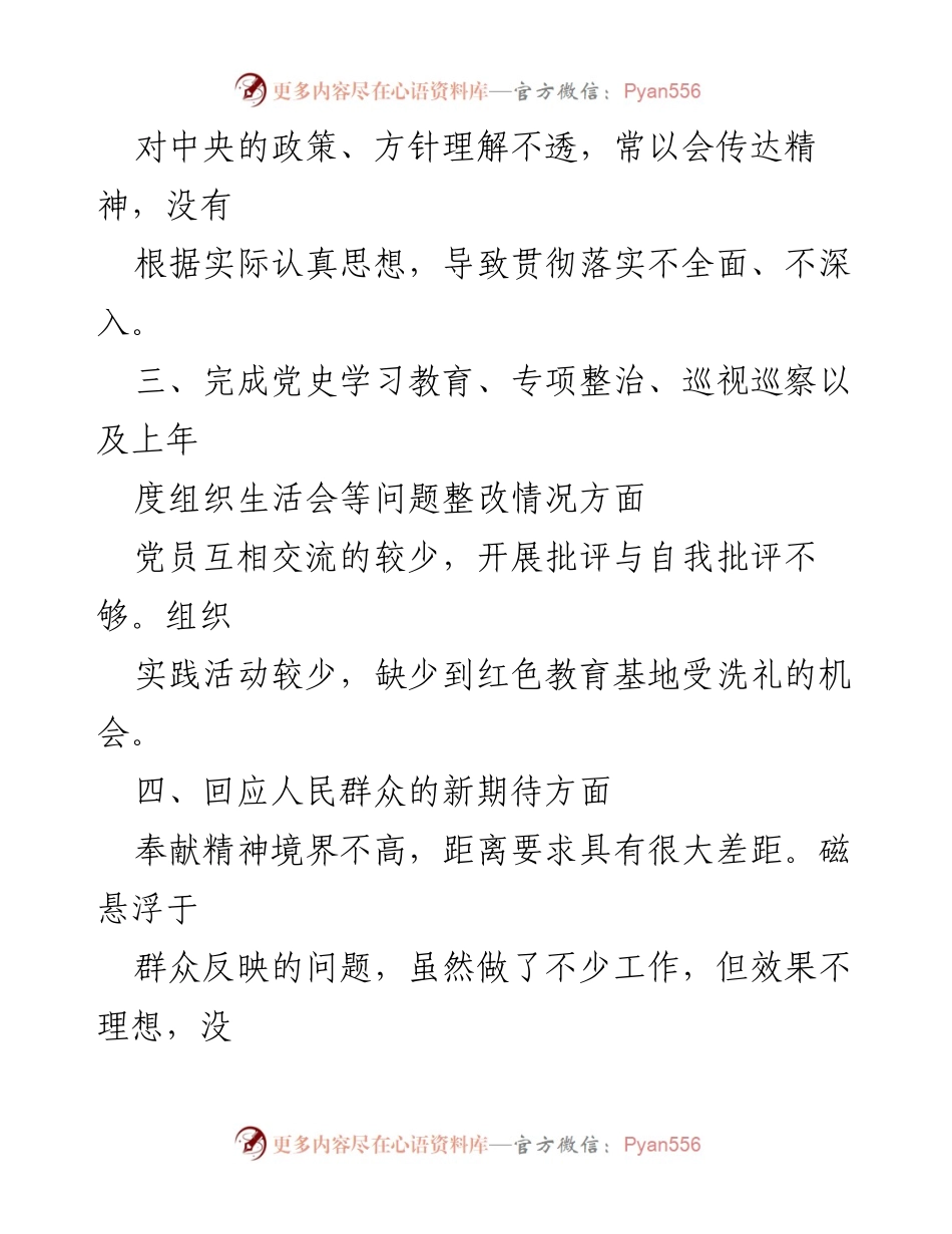 [工作总结] 组织生活会 - 党支部问题清单与整改措施分析.docx_第2页