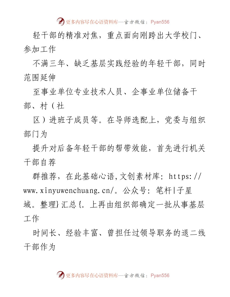 [工作总结] 某县年轻干部帮带工作 - 加强年轻干部“传帮带”工作的情况汇报.docx_第2页