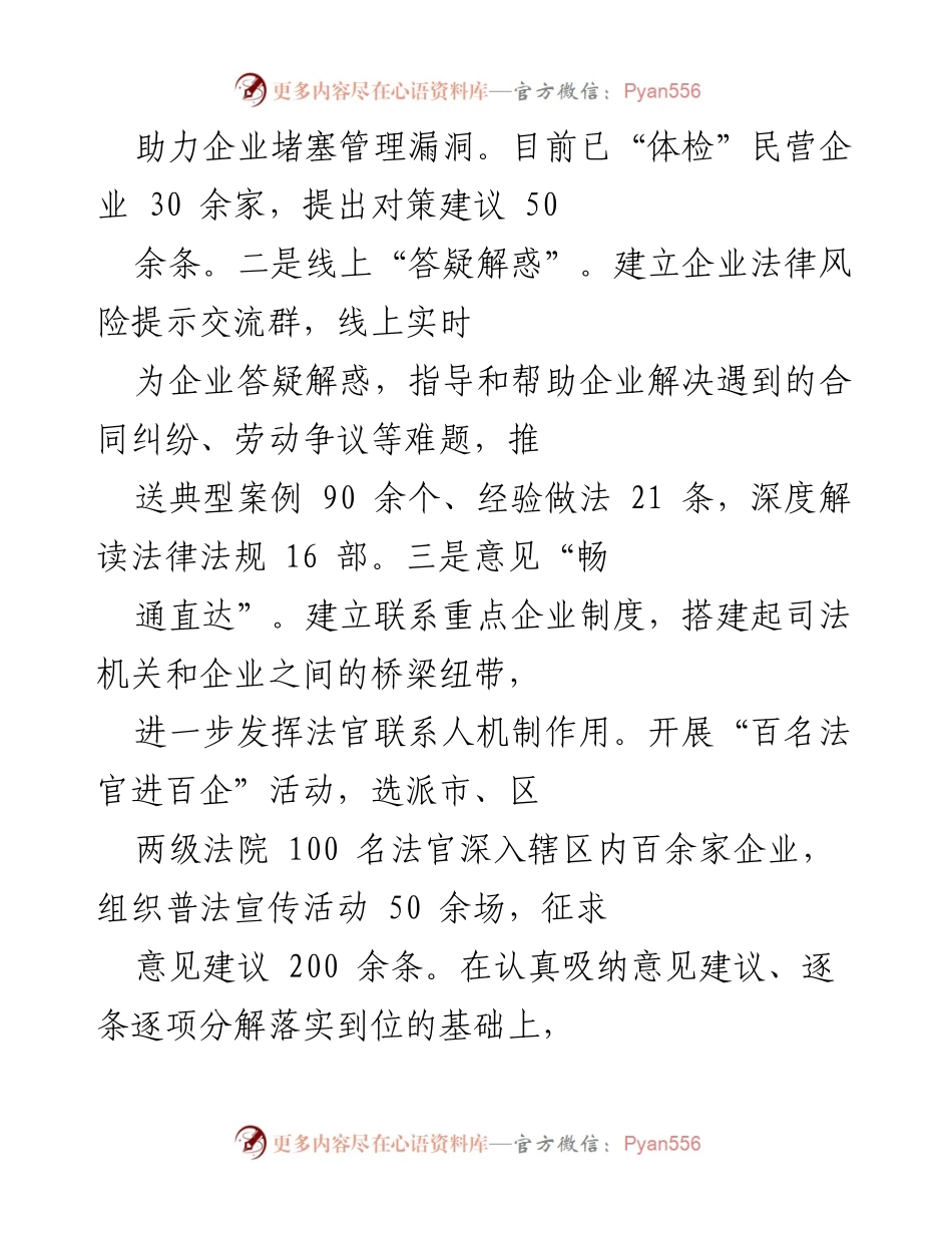 [工作总结] 民营企业司法服务 - 提升民营企业司法服务效率与风险防控措施总结.docx_第2页