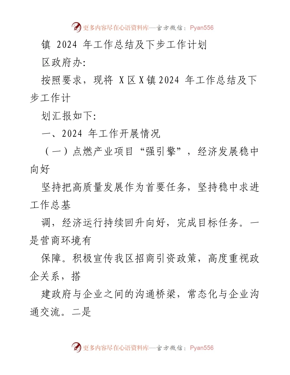 [工作总结] 镇政府 - 2024年工作总结与未来工作计划.docx_第1页