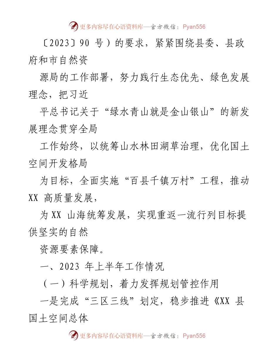 [工作总结] 自然资源局 - 2023年上半年工作总结与下半年工作计划.docx_第2页