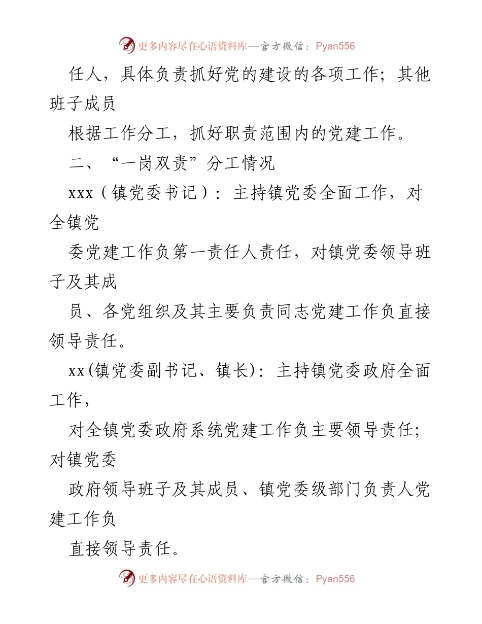 [工作总结] 镇党委会议 - 基层党建“一岗双责”责任清单实施方案.docx_第2页