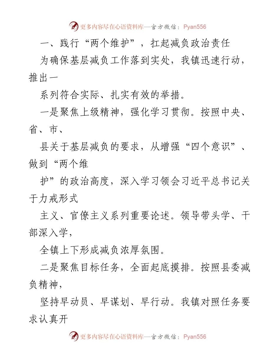[工作总结] 镇基层减负工作 - 2023年镇基层减负工作落实情况汇报.docx_第2页