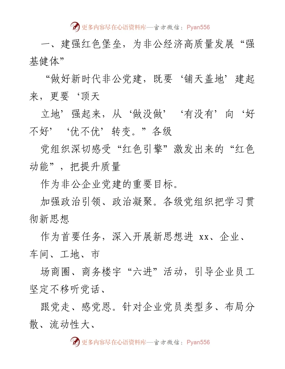 [工作总结] 非公企业党建工作 - 加强非公企业党建，推动高质量发展.docx_第2页