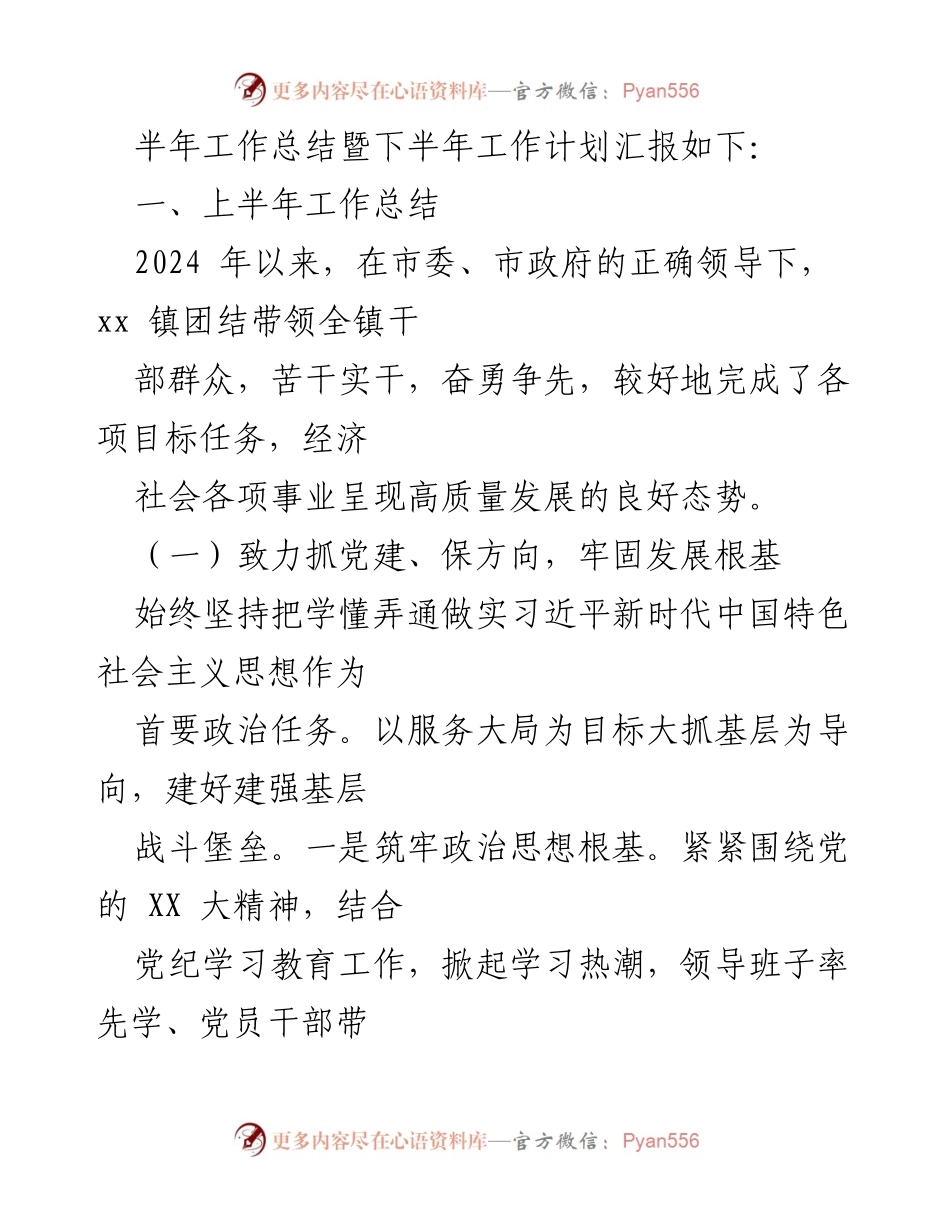 [工作总结] 镇政府会议 - XX镇2024年上半年工作总结暨下半年工作计划.docx_第2页