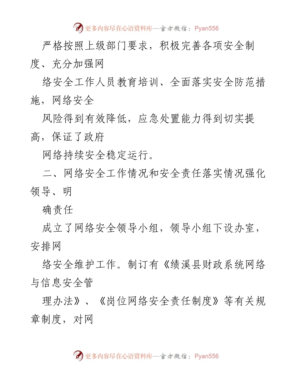 [工作总结] 网络安全自查 - 县财政局网络安全风险自查情况总结.docx_第2页