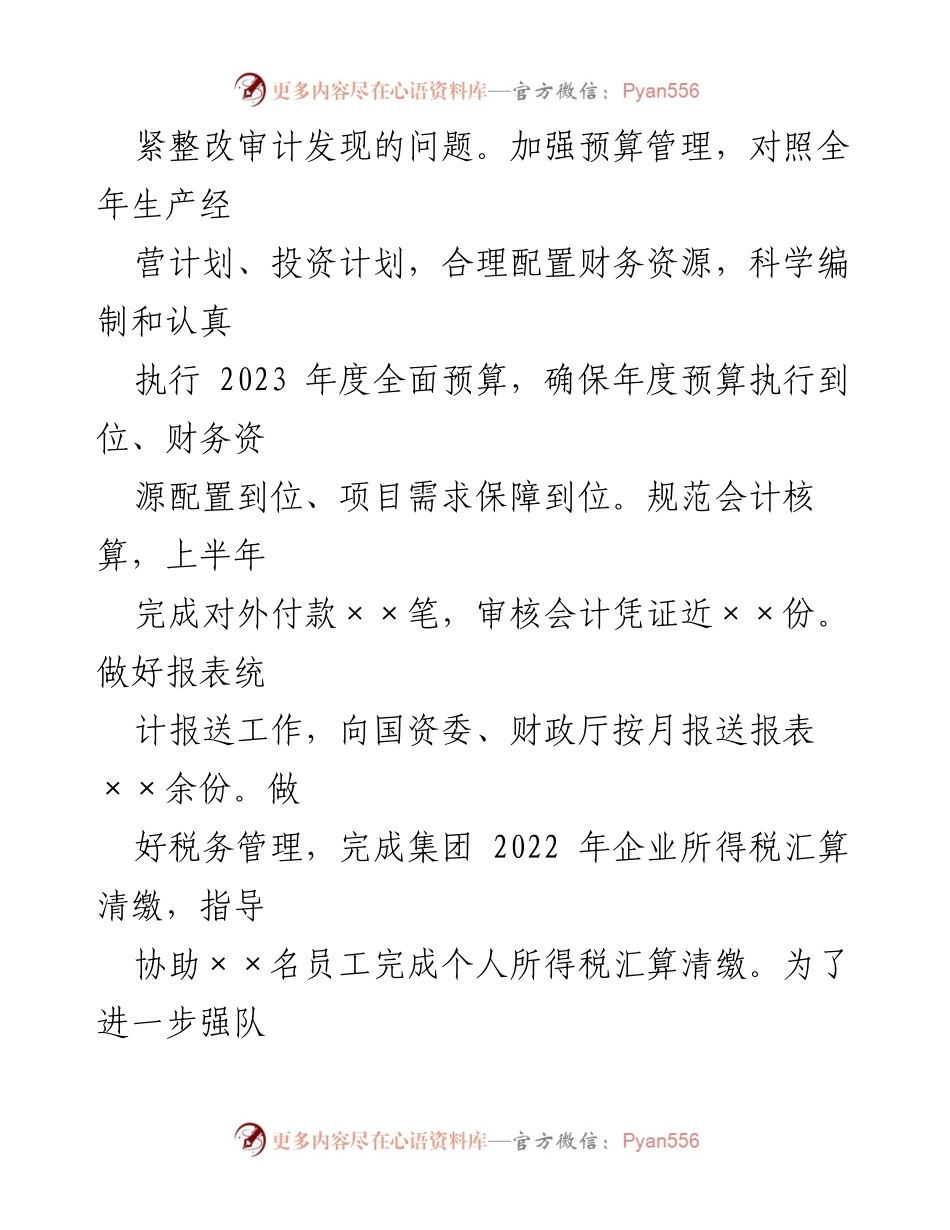 [工作总结] 财务资产部 - 2023年上半年工作总结与下半年计划_1.docx_第2页