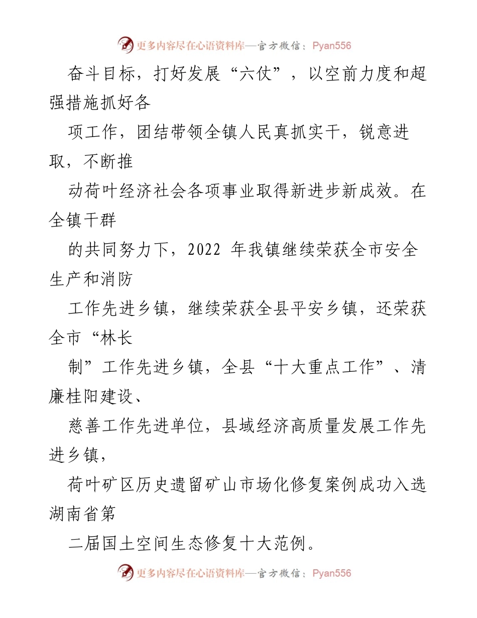 [工作总结] 荷叶镇人民政府大会 - 2023年上半年工作总结与下半年工作计划.docx_第2页
