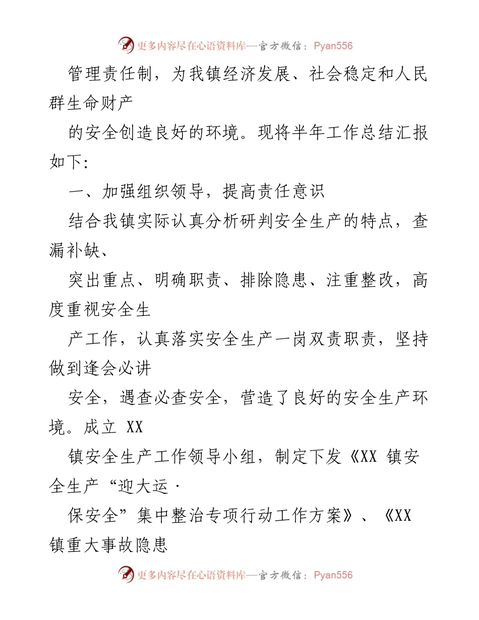 [工作总结] 镇安全生产 - 2023年安全生产半年工作总结报告.docx_第2页