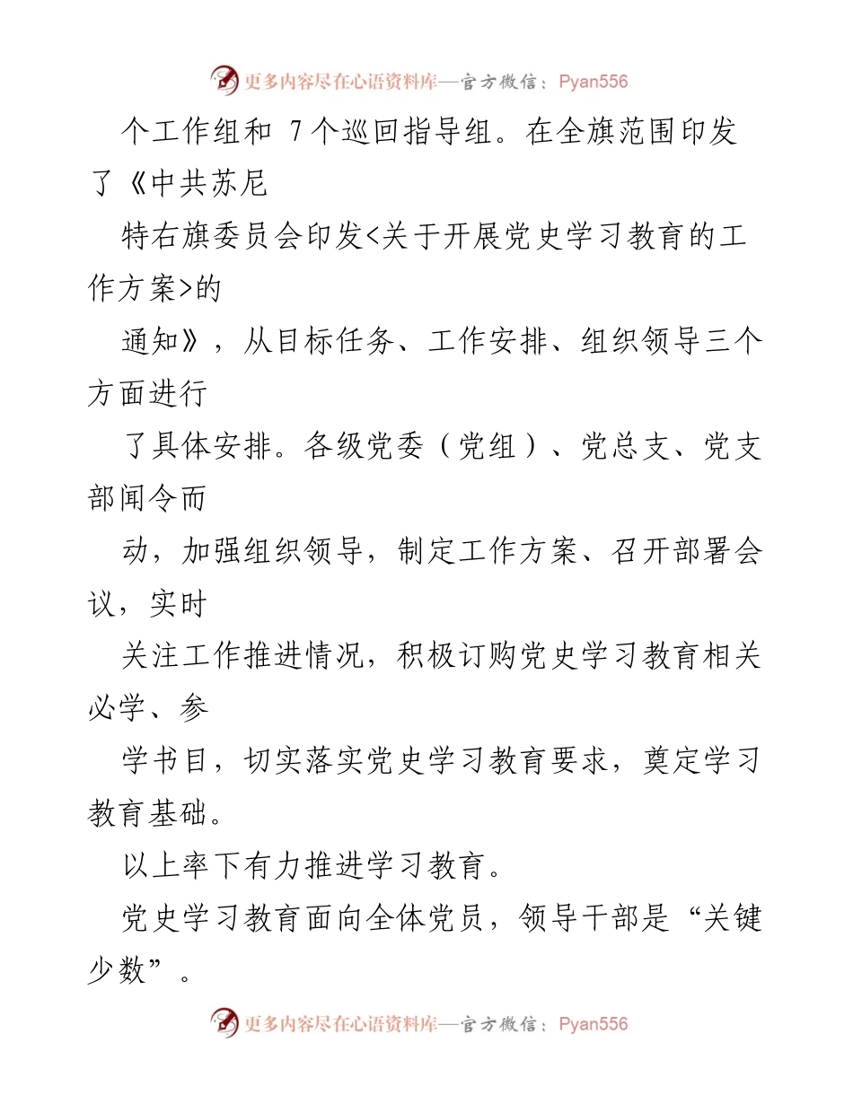 [工作总结] 苏尼特右旗 - 深入推进党史学习教育的组织与实践情况报告.docx_第2页