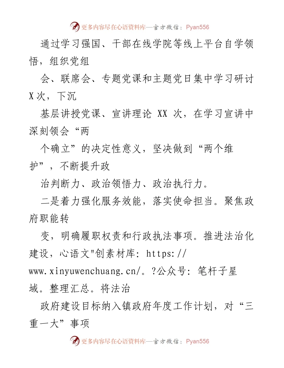 [工作总结] 镇政府 - 2024年度镇政府领导班子工作总结报告.docx_第2页