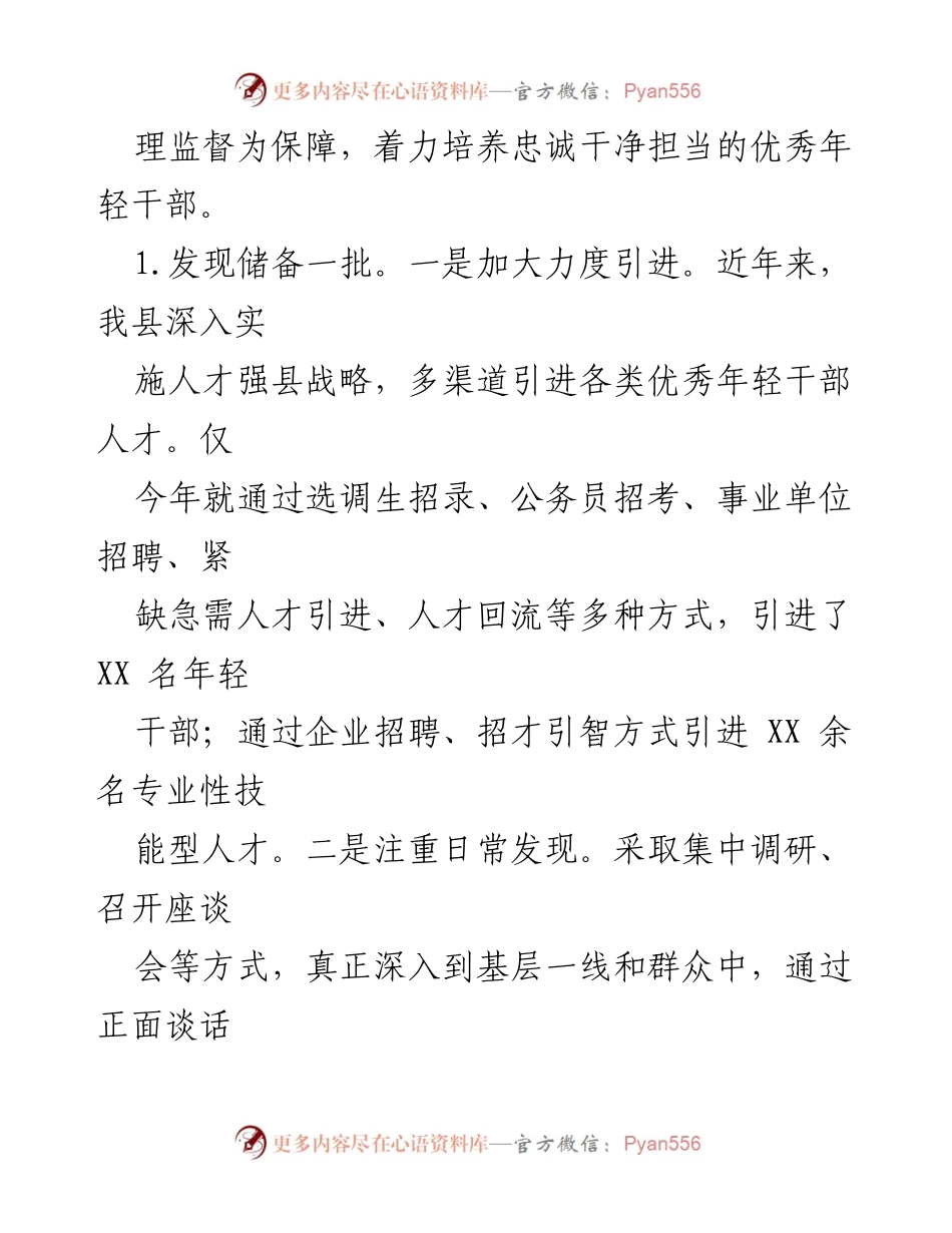 [工作总结] 调研汇报 - XX县新时代年轻干部成长工程实施情况汇报.docx_第2页