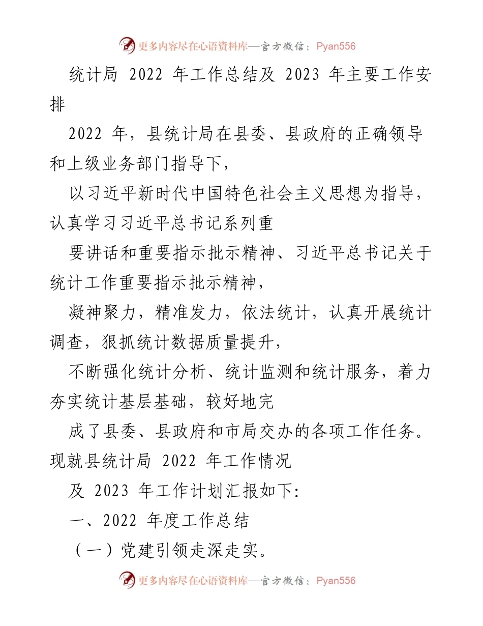 [工作总结] 统计局 - 2022年工作总结与2023年工作安排报告_1.docx_第1页