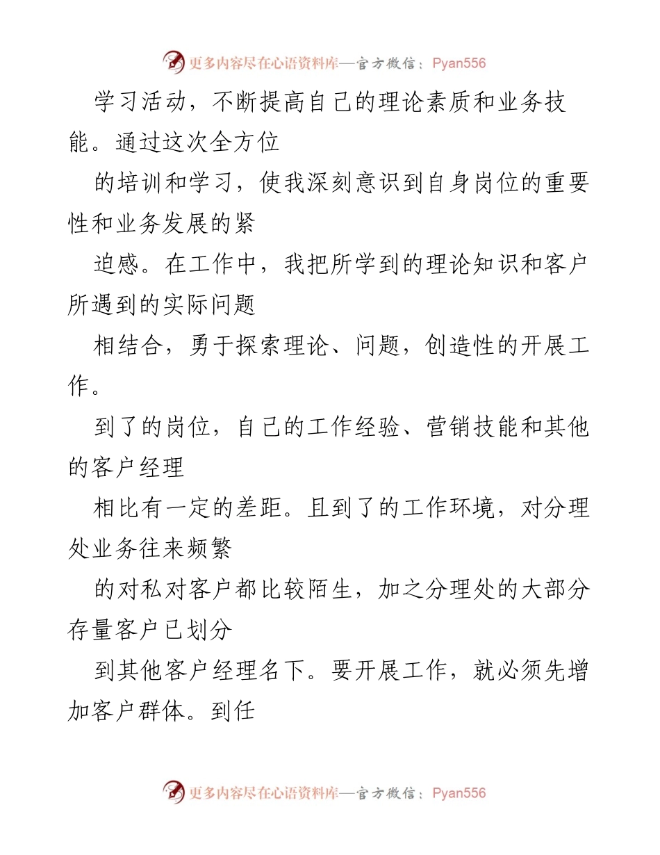 [工作总结] 银行客户经理 - 客户经理工作经验与成长总结.docx_第2页
