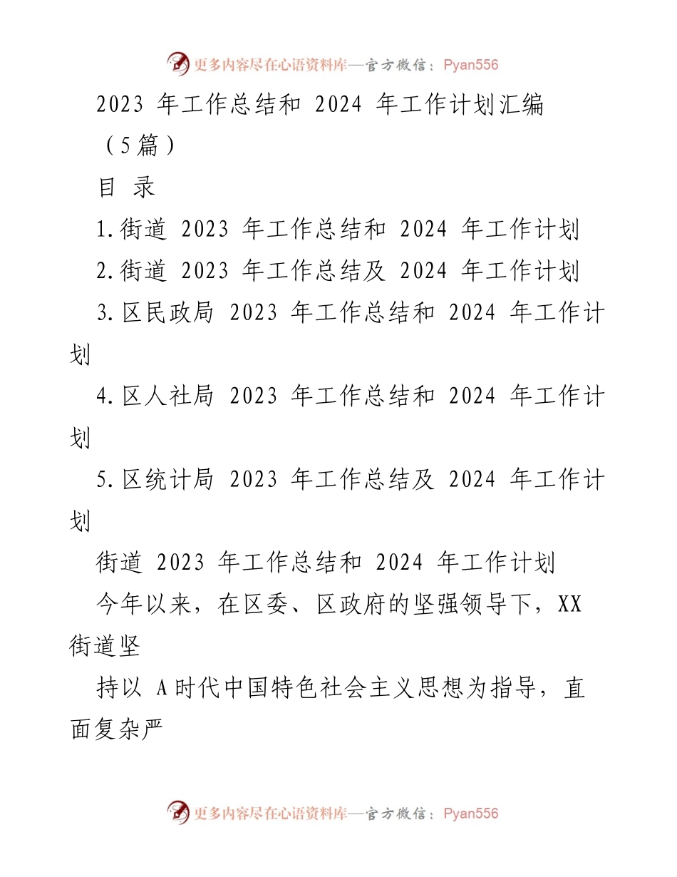 [工作总结与计划] 年度总结会议 - 2023年工作总结与2024年工作计划汇编_4.docx_第1页