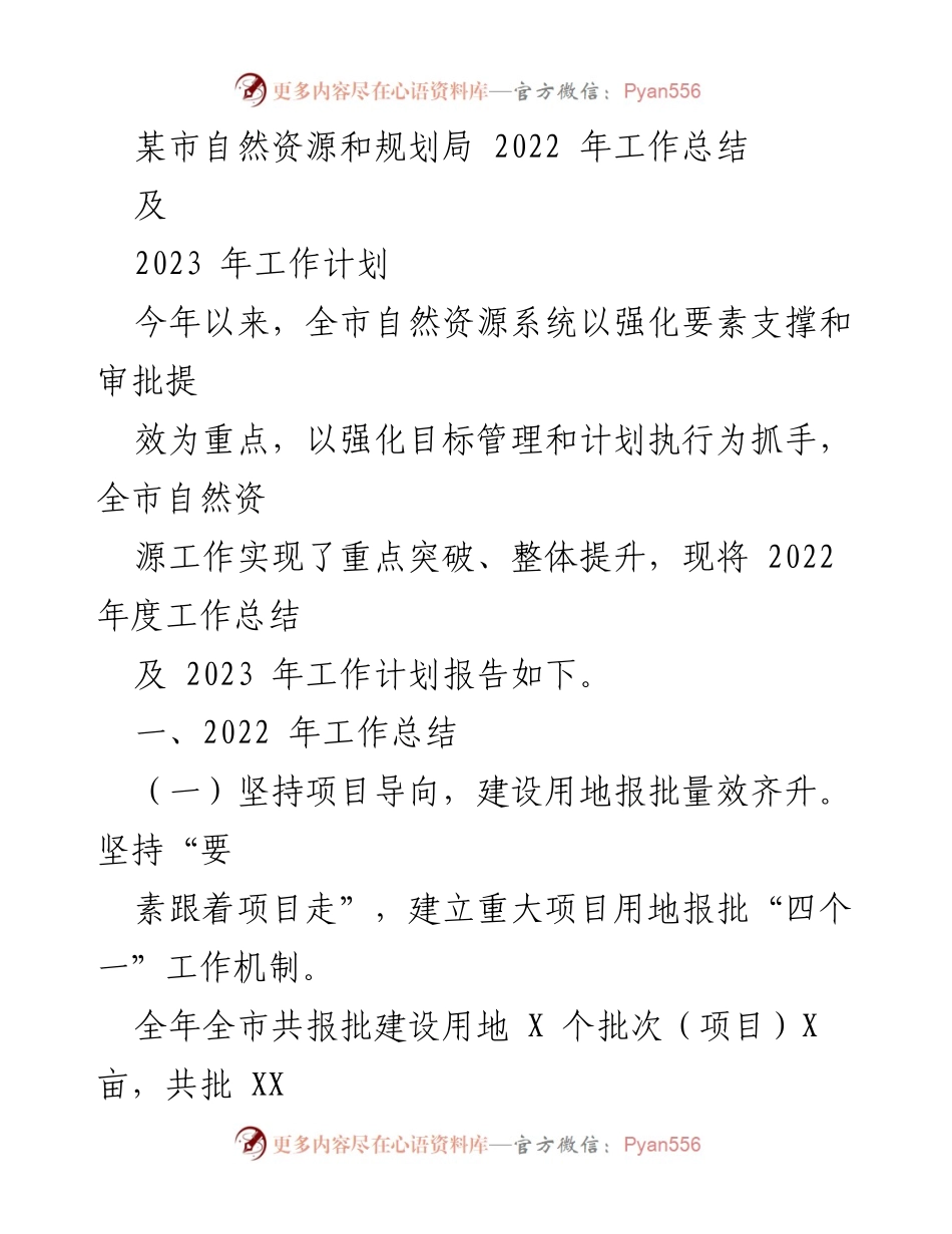 [工作总结与计划] 自然资源管理 - 2022年工作总结与2023年工作计划报告.docx_第1页