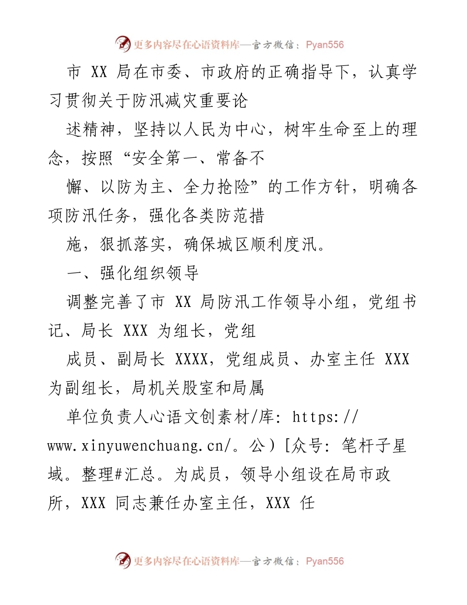 [工作总结] 防汛工作部署 - 市 XX 局202X年度防汛工作总结与应急预案演练报告.docx_第1页
