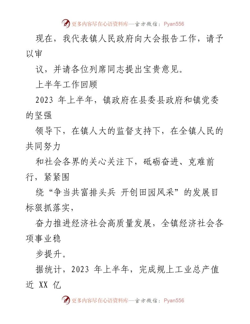 [工作总结] 镇政府 - 2023年上半年政府工作报告汇编.docx_第2页