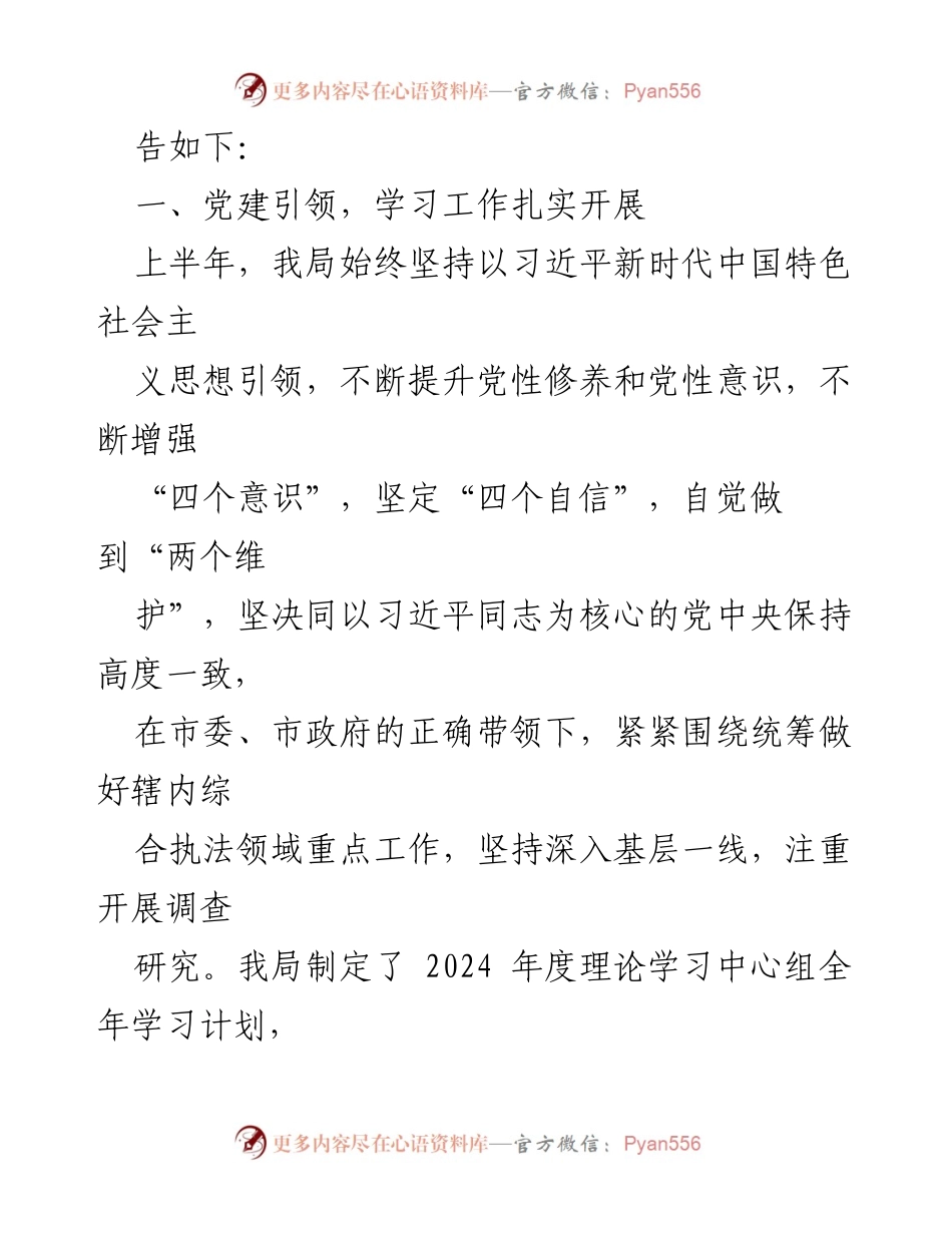 [工作总结] 综合行政执法局 - 2024年上半年工作总结与下半年工作计划.docx_第2页