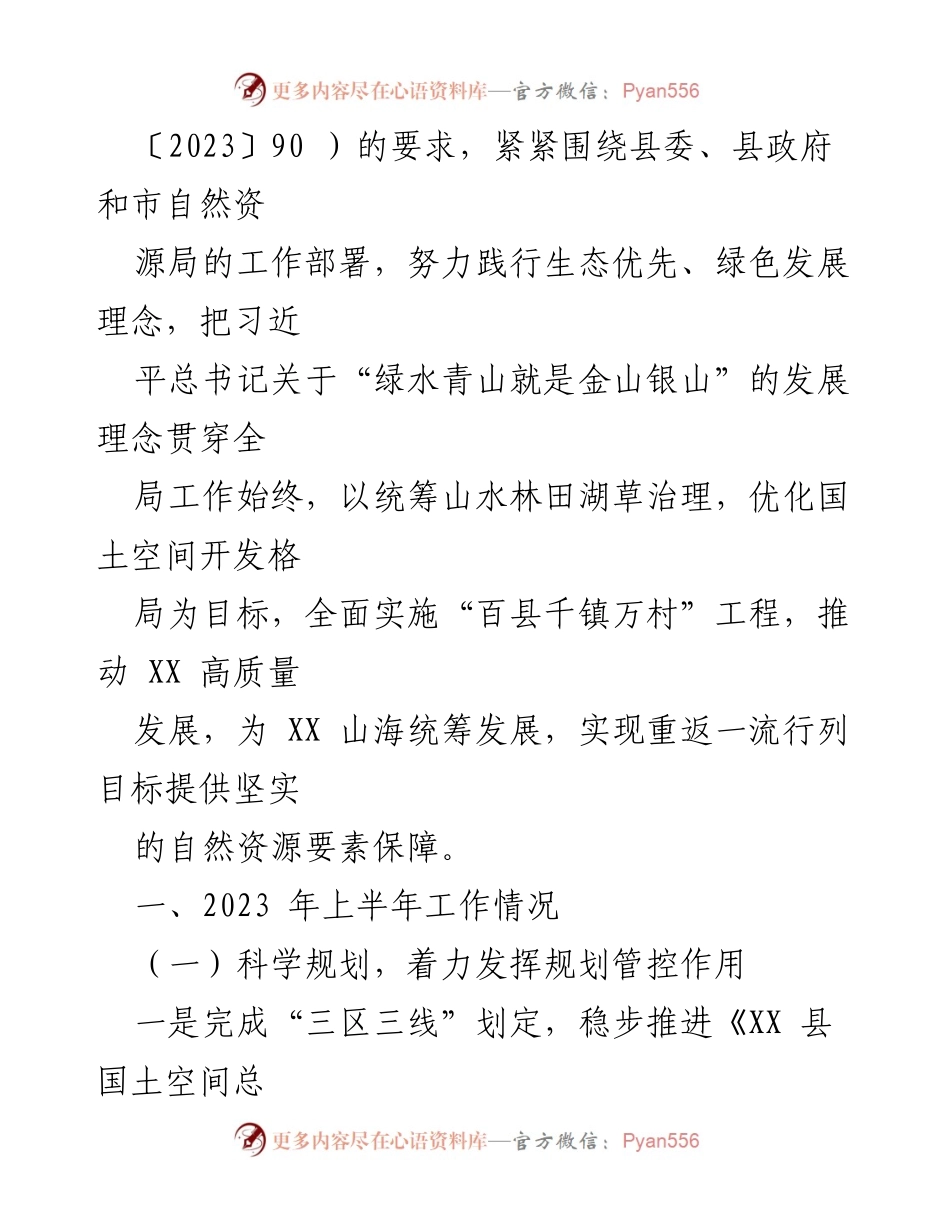 [工作总结] 自然资源局 - 2023年上半年工作总结及下半年工作计划_1.docx_第2页