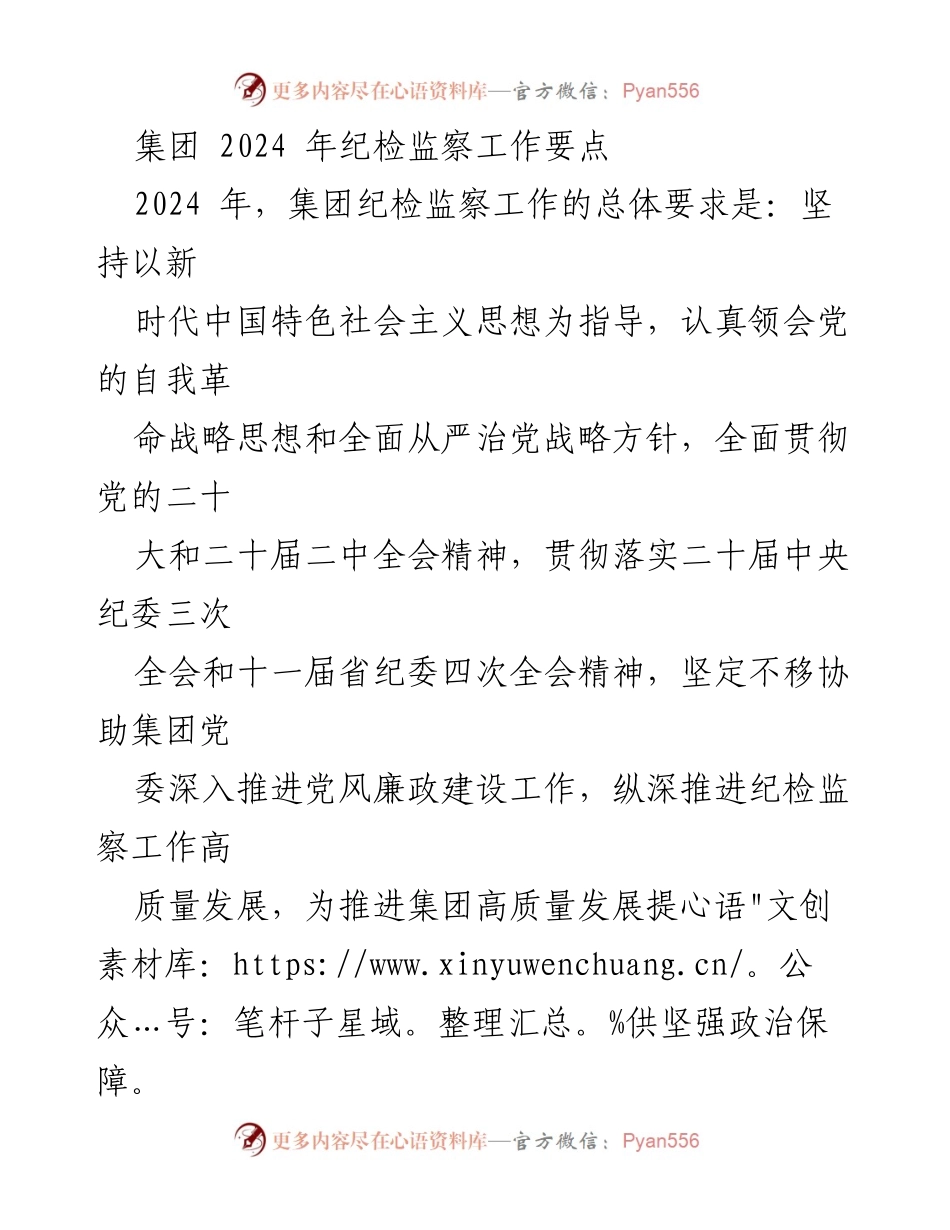 [工作总结] 集团纪检监察工作会议 - 2024年集团纪检监察工作要点总结.docx_第1页