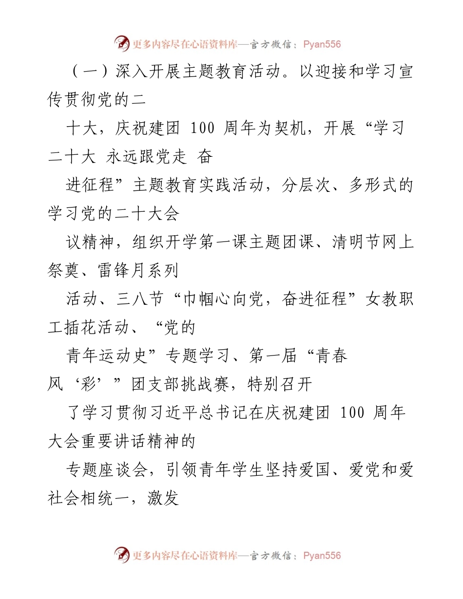 [工作总结] 职业学院 - 2022年共青团工作总结与成就报告.docx_第2页