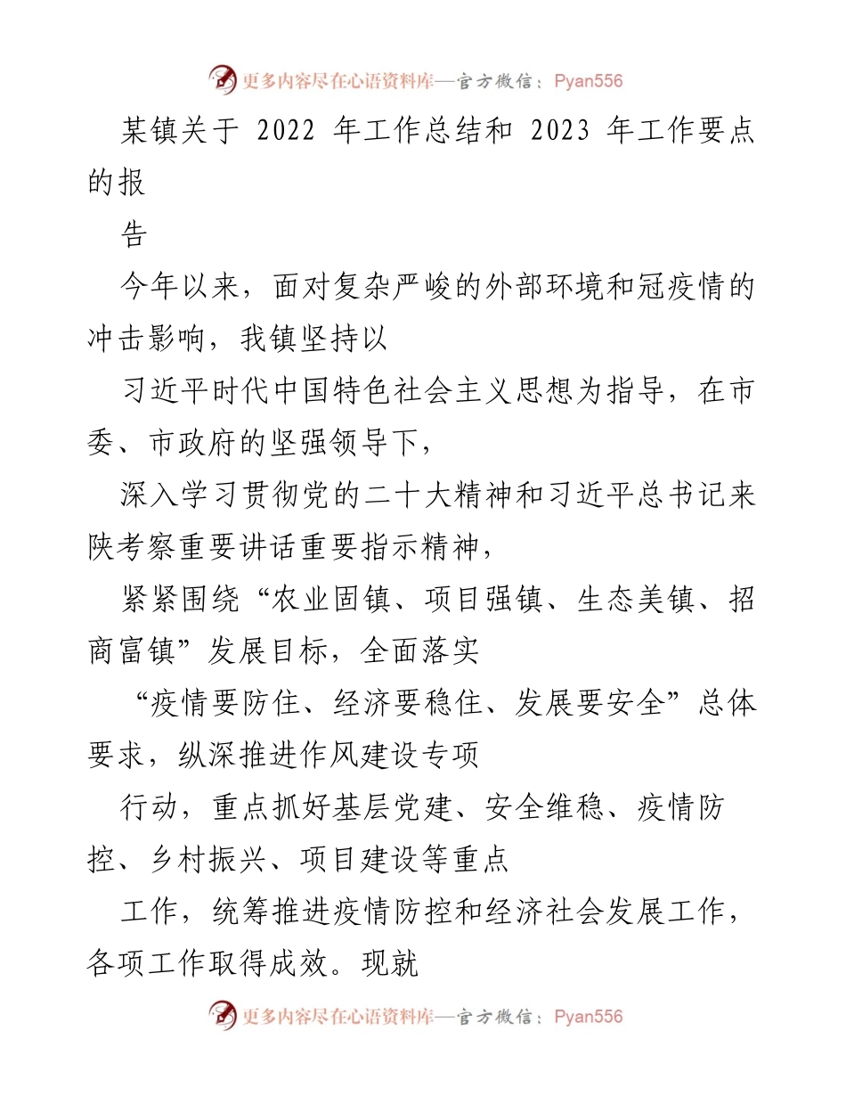 [工作总结] 镇政府 - 2022年工作总结与2023年工作要点报告.docx_第1页