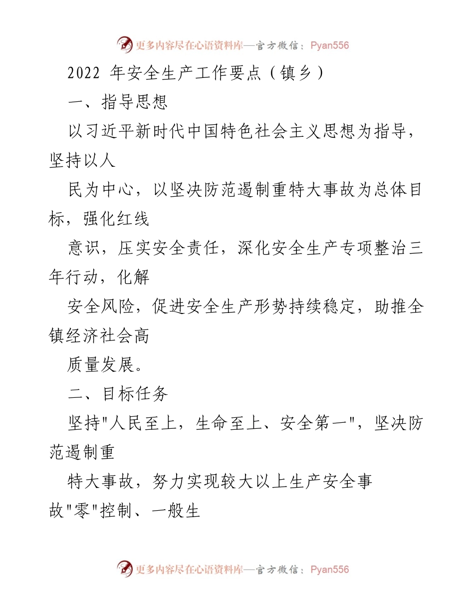 [工作总结] 镇乡安全生产工作 - 2022年安全生产工作要点总结.docx_第1页
