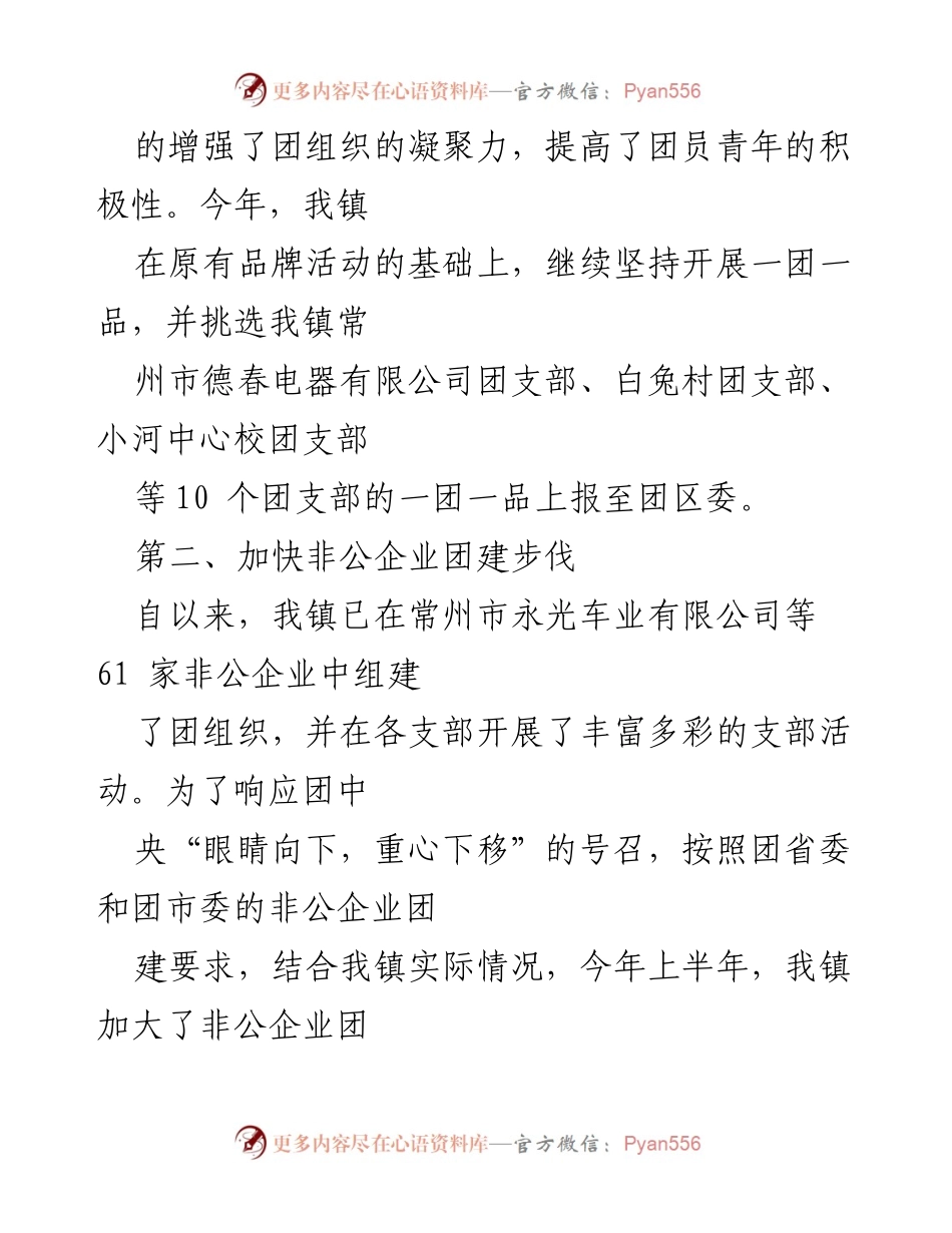 [工作总结] 镇团委 - XX公司团支部上半年工作总结.docx_第2页