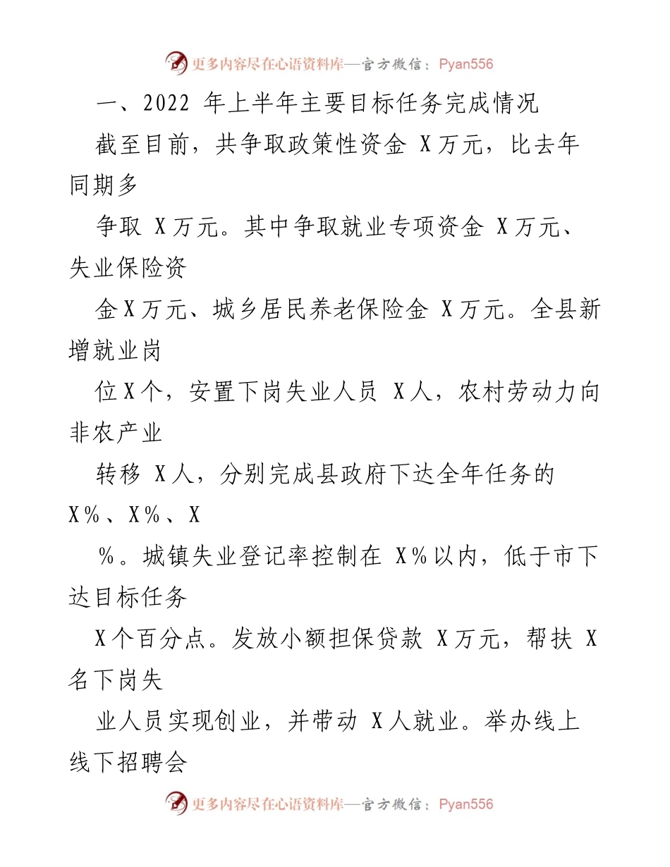 [工作总结] 部门工作会议 - 2022年上半年人社局工作总结与下半年计划.docx_第2页